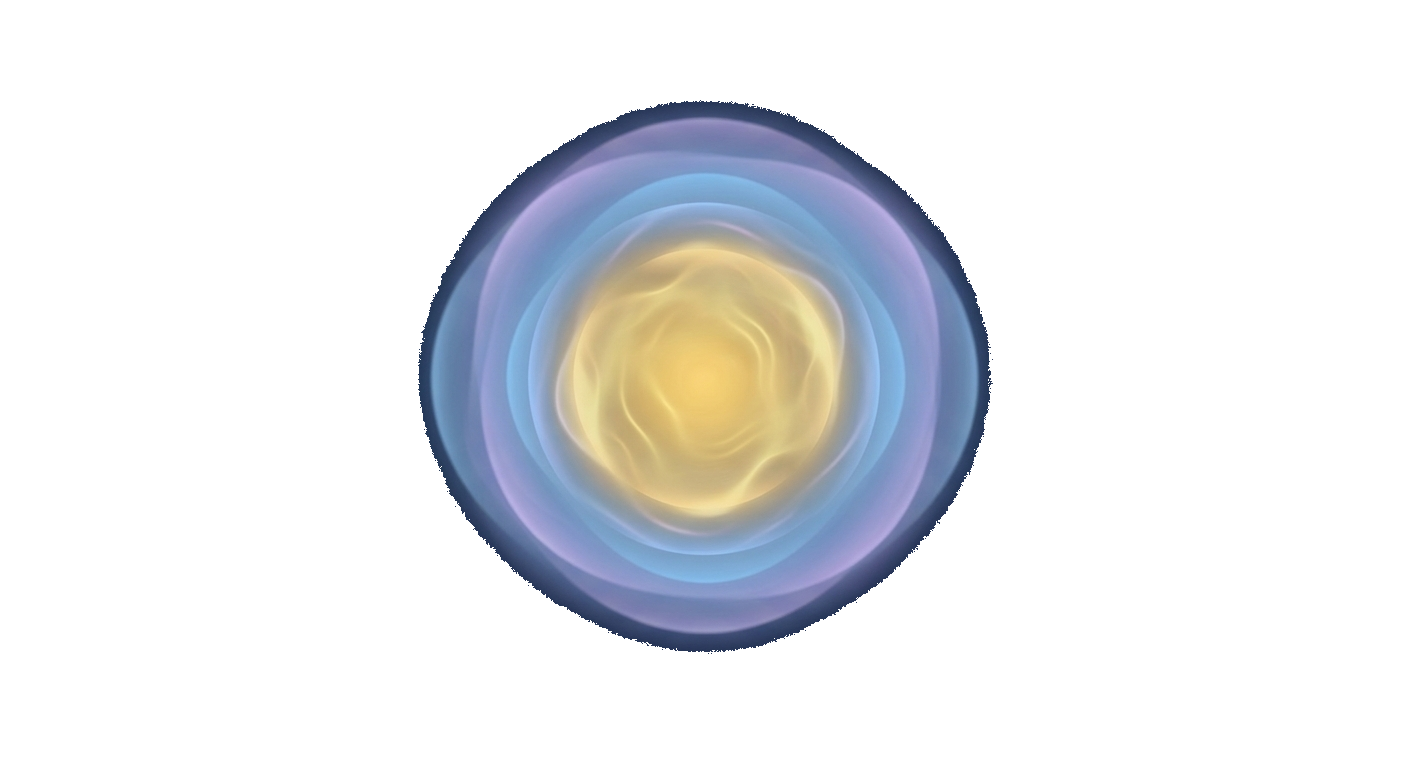 Luminous Pulse — concentric rings of amber, blue, and lavender light